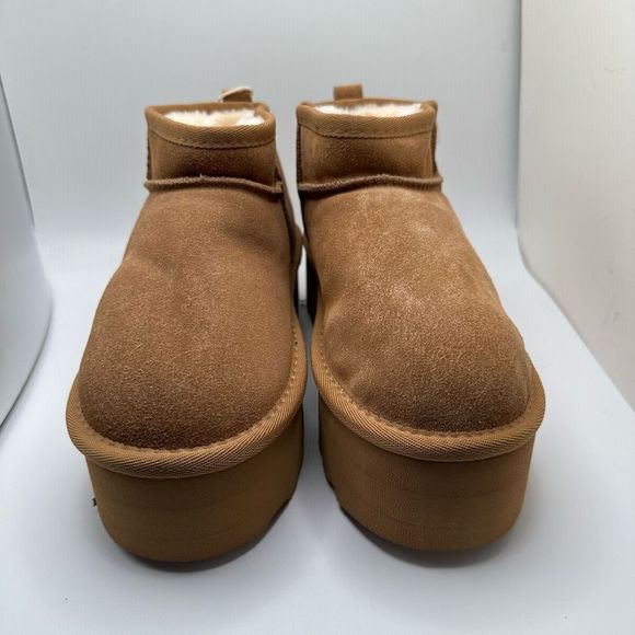 CUSHIONAIRE Women's Genuine Suede pull on platform boot +Memory Foam 6 CHESTNUT - Picture 2 of 7